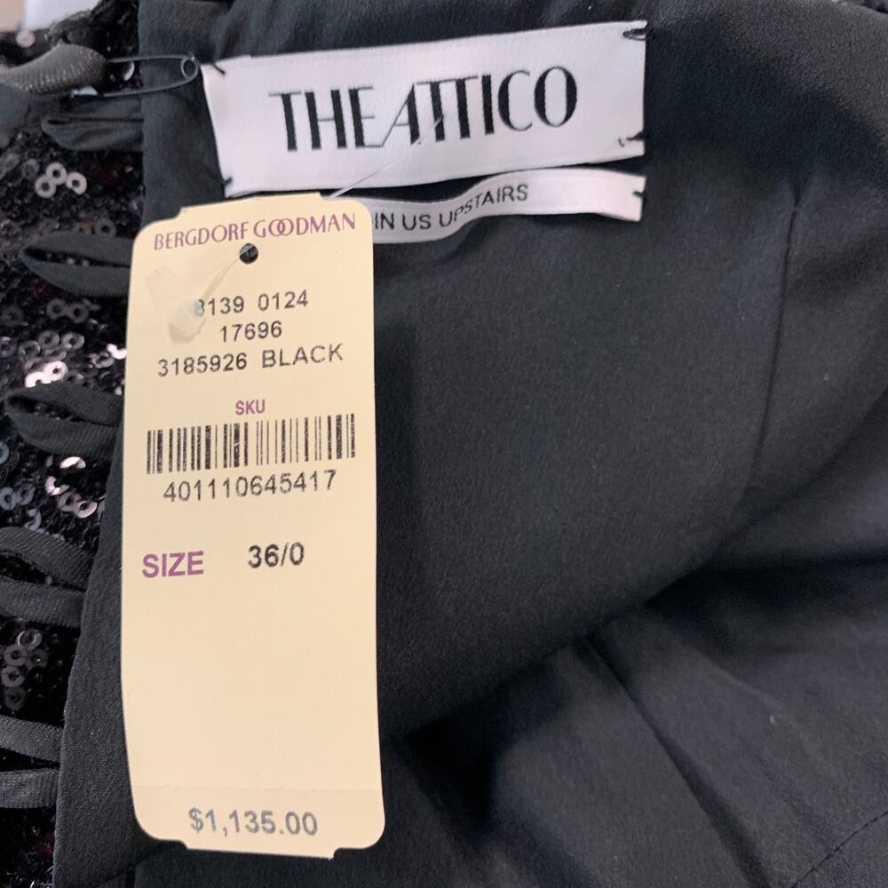 ATTICO Size 0 Black Polyester Sequined Mini Dress - Picture 4 of 8